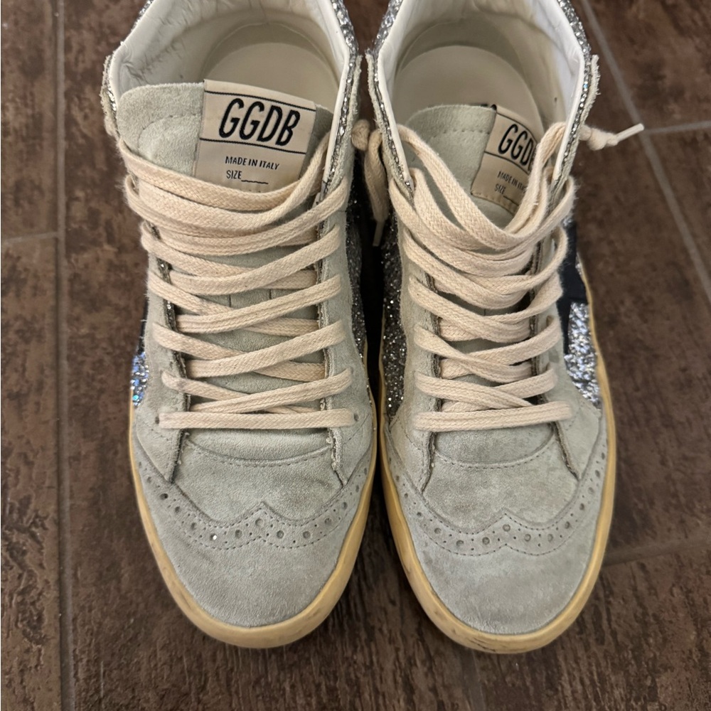GG High-Top Sneakers in Gray and Silver
